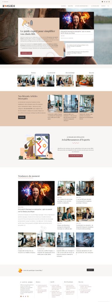 Nouvelle version 2026 du site I Love SIRH après refonte graphique : page d'accueil au format magazine
La nouvelle interface de I Love SIRH après la refonte de 2026.