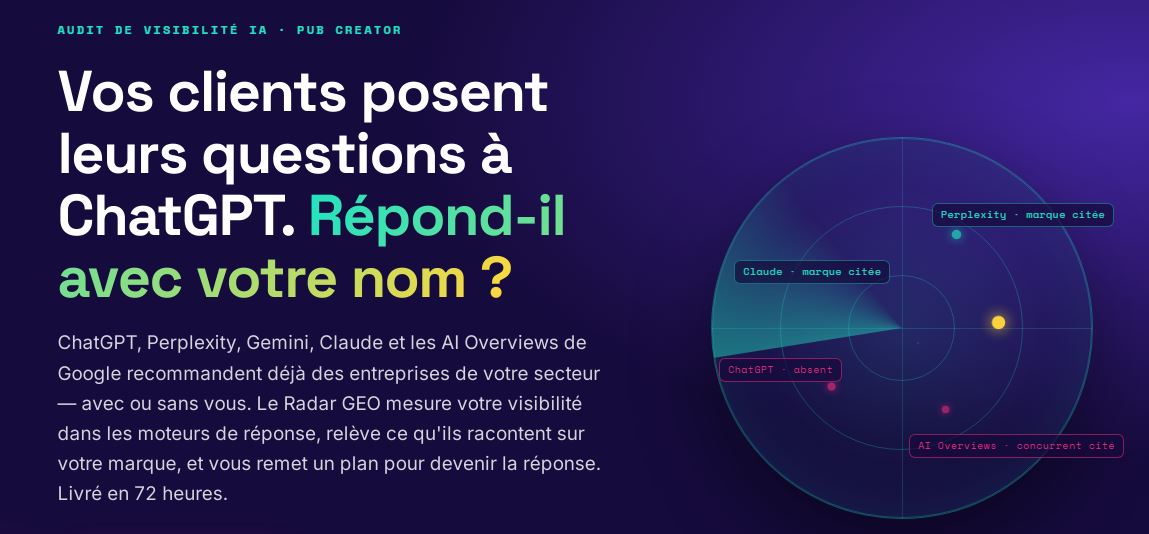 Radar GEO : mesurez votre visibilité dans les IA